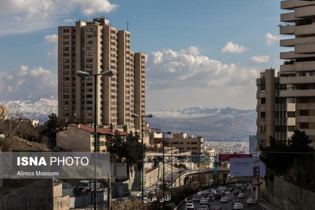 آسمان صاف تا قسمتی ابری تهران